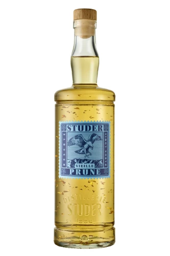 Spirits & Portwein, Vieille Prune Grand Liqueur - Réserve Baron Louis mit Goldflitter, Distillerie Studer